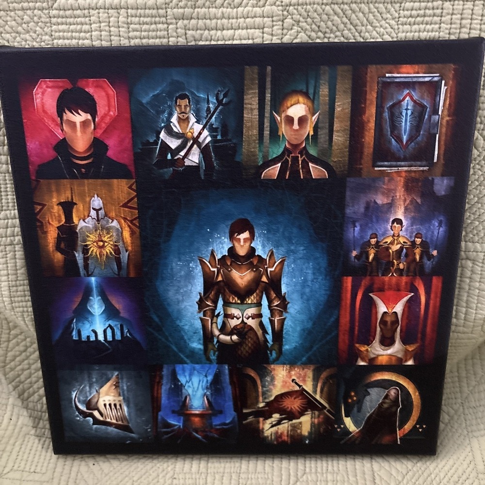 Dragon Age II Hawke Character Collage Canvas Wall Art Gamer Decor 12x12